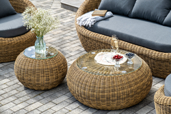 "Барселона" лаунж-зона из искусственного ротанга, цвет соломенный