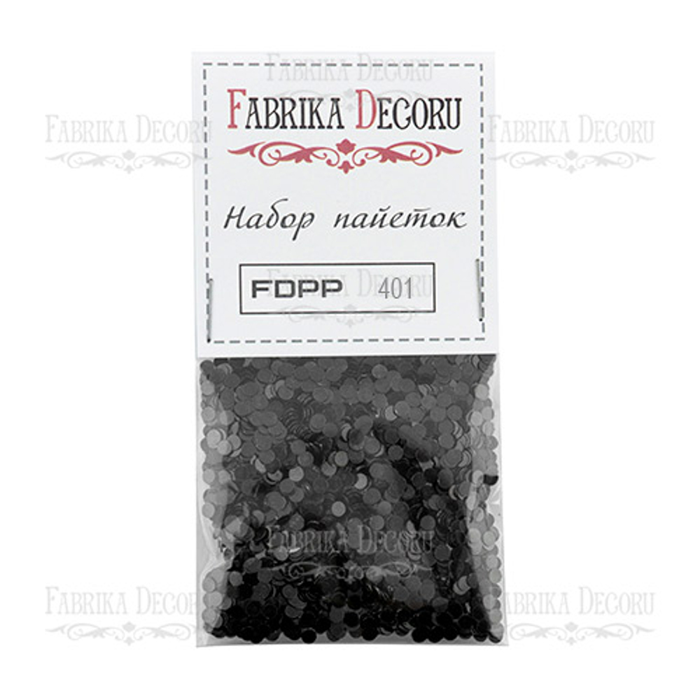 Набор пайеток №401, 4мм, цвет чёрный, Fabrika Decoru