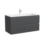 Тумба подвесная SANCOS Сноб Р (Snob R) 995х445х500, c двумя ящиками оснащенными доводчиками, темный антрацит матовый, арт.SNR100MDH