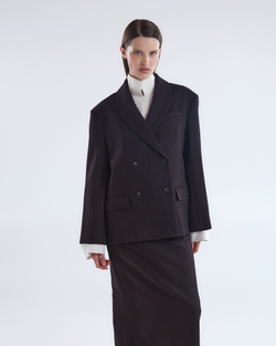 Жакет двубортный с дополнительными петлями елочка шоколад