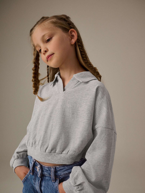 Толстовка с воротником для девочки Next N90-134, Серый