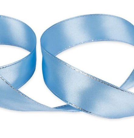 Лента атласная 25 мм , AL-25M двухстор. с металл. нитью 33 м , №049 под серебро