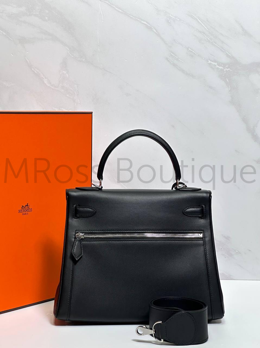 Сумка Hermes Kelly Lakis женская черная из кожи