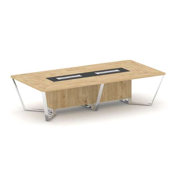 Steel Meet Стол переговорный прямоугольный MM-PR.B.SP-12 Тиквуд Светлый/Графит Глянец/Нержавеющая Ст