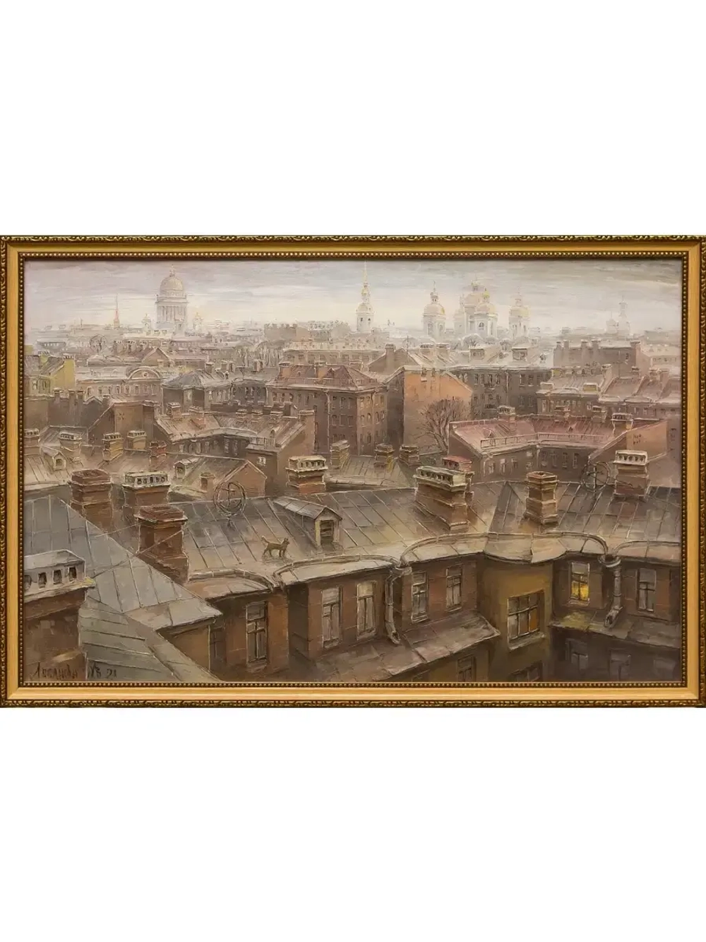 Картина маслом Крыши в Коломне Лобановаа