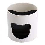 Подставка-стакан для канцтоваров Alingar, пластиковая, круглая, "Медвежонок", бело-черный