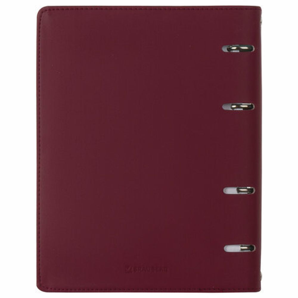 Тетрадь на кольцах А5 (180х220 мм), 120 листов, под фактурную кожу, BRAUBERG "Fusion", коричневый/голубой, 129995