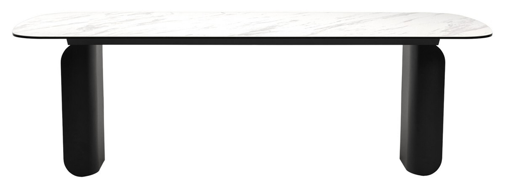 Стол NORD 240 MARBLES KL-99 Белый мрамор, итальянская керамика / черный каркас, ®DISAUR