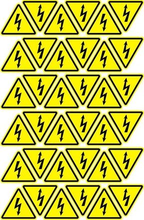 Набор наклеек "Молния, опасность поражения электротоком", 5 см., 36 шт.