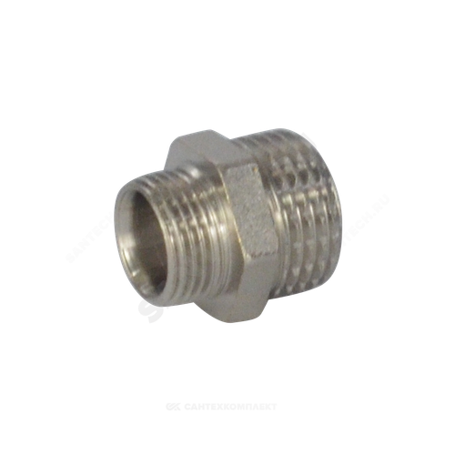 Ниппель латунь никель переходной Ду 32х25 (1 1/4"х1") НР RTP (РосТурПласт) 25112