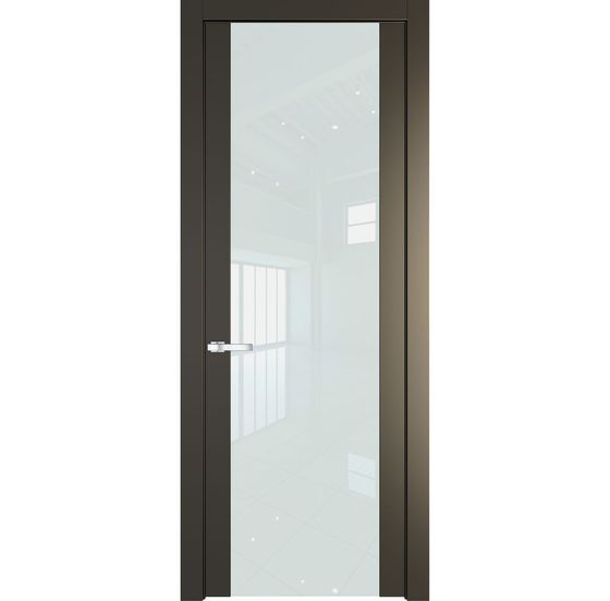 Межкомнатная дверь эмаль Profil Doors 1.7P перламутр бронза стекло белый лак