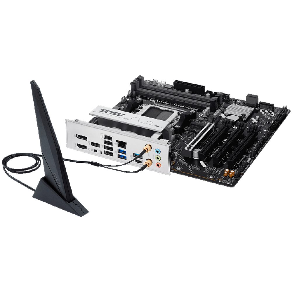 ASUS Main Board Desktop AMD Socket AM5 AMD B850 Chipset 4 x DIMM slots, max. 256GB 1 x DisplayPort 1 x HDMI port 1 x Wi-Fi module 3 x M.2 slots 4 x SATA ATX Form Factor