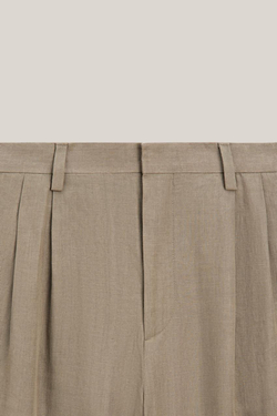 Massimo Dutti Льняные брюки с двойными вытачками - Limited Edition, хаки