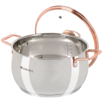 Кастрюля нерж, 4.5 л, крышка стекло, Daniks, Карлин, GS-01332G-22, индукц