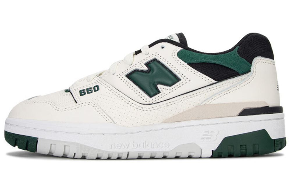 New Balance NB 550 leather non-slip wear-resistant low-cut retro basketball shoes for men and women with the same style white, green and black