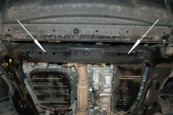 Защита картера двигателя, КПП (2 мм, сталь) для Nissan X-Trail 2007-2014 (V = 2.0; 2.0dCi; 2.5 КПП: MCVT; 6MT; CVT; AT), Renault Koleos 2008-2015 (V = 2.5; 2.0d) Sheriff.15.1218