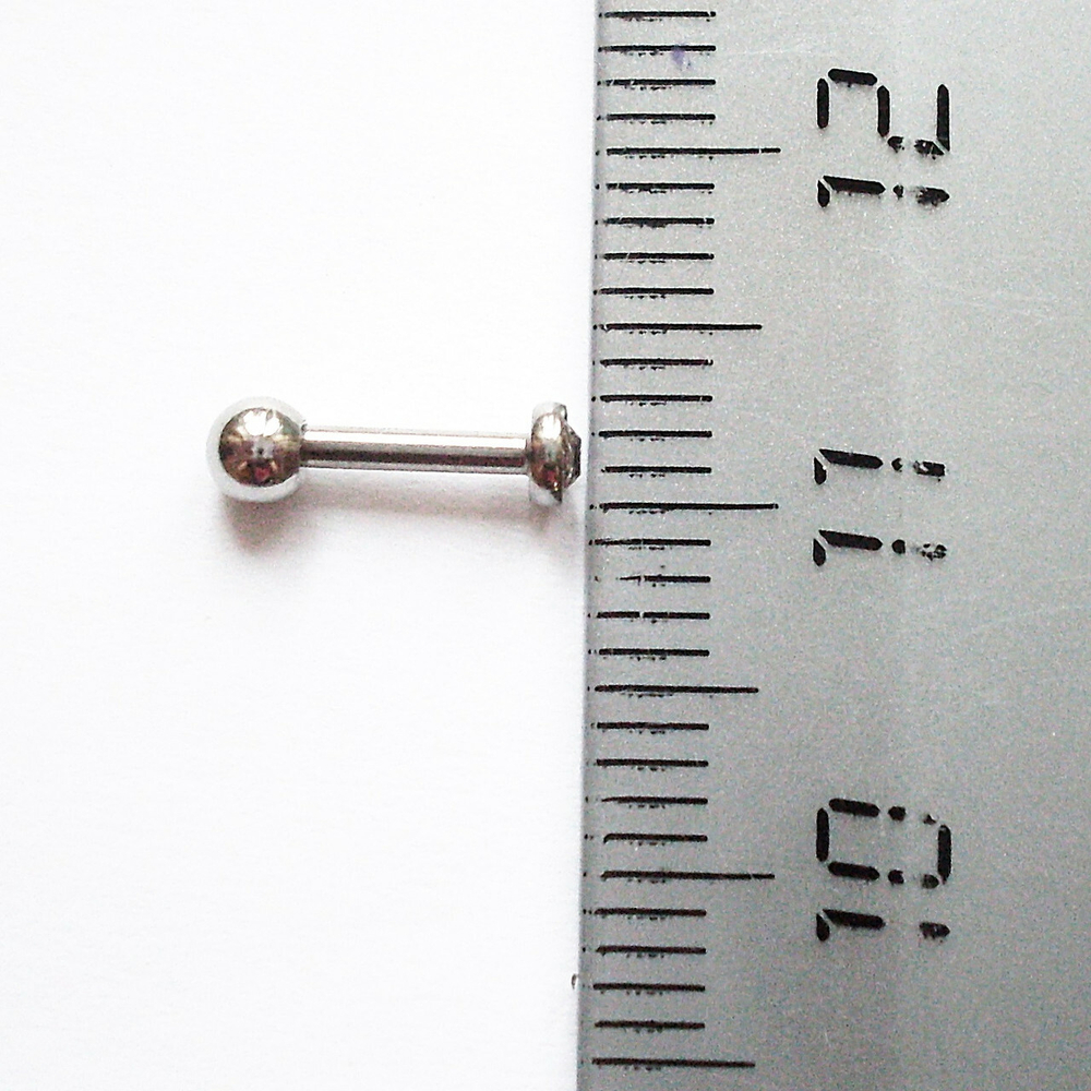 Микроштанга 6 мм для пирсинга ушей с круглым кристаллом 3 мм.  Медицинская сталь