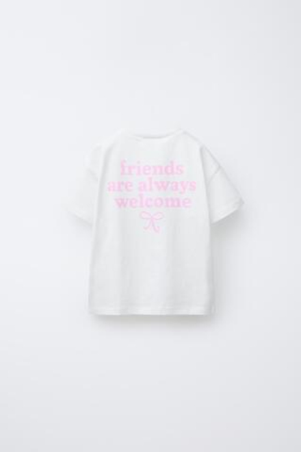 ZARA ФУТБОЛКА С ВЫШИВКОЙ, БЕЛЫЙ