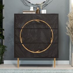 Комод Арт Колор leaves с 3-мя ящиками Стайл Сильвер Терпкий коричневый