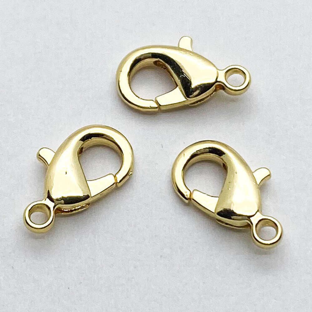 Замок-карабин, цвет золото, размер 15 мм, цена за 1 шт
