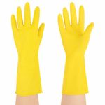 Перчатки МНОГОРАЗОВЫЕ латексные с хлопчатобумажным напылением, размер XL (очень большой), вес 61 г, желтые, KOMFI, DGL027P