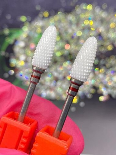 КЕРАМИЧЕСКАЯ НАСАДКА ДЛЯ СНЯТИЯ ГЕЛЯ И ГЕЛЬ ЛАКА, КУКУРУЗА, КРАСНАЯ НАСЕЧКА, F 3/32* FLAME S(F)