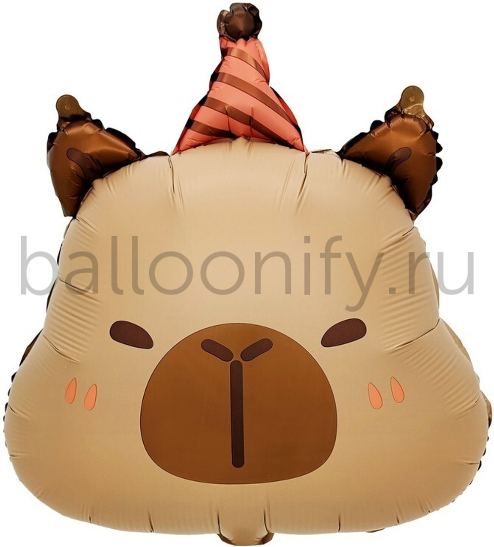 Шар (24''/61 см) Фигура, Капибара в колпачке, 1 шт.
