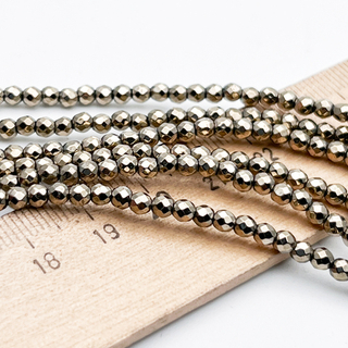 Гематит Шар граненый бусины (имитация), цвет золотистыый, размер около 3 мм, цена за нить 38 см