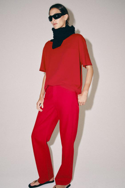 ZARA ДЖИНСЫ ПРЯМОГО КРОЯ СО СРЕДНЕЙ ПОСАДКОЙ — ZW COLLECTION, КРАСНЫЙ