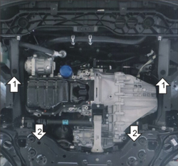 Стандартная Защита картера Двигателя, КПП. 1,5 мм, Сталь. для Hyundai Tucson 2018-2021, KIA Sportage 2018-2022, Hyundai Tucson 2015-2018, KIA Sportage 2016-2018 АвтоСтандарт.51011