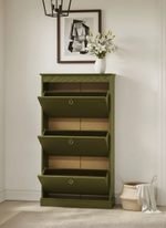 Обувница 123х66х21, Индра, тумба для обуви для прихожей, МДФ, оливковый, Dipriz