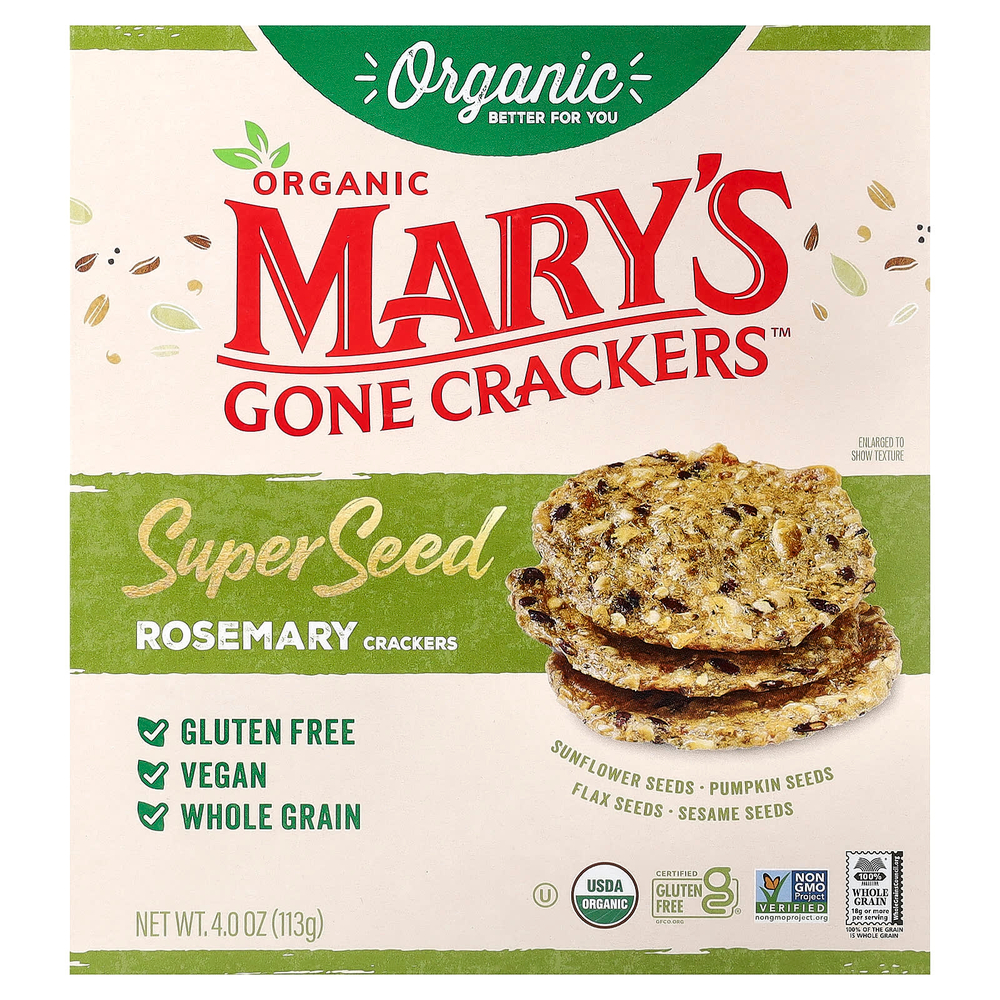 Mary's Gone Crackers, органические крекеры из суперсемена, розмарин, 113 г (4 унции)