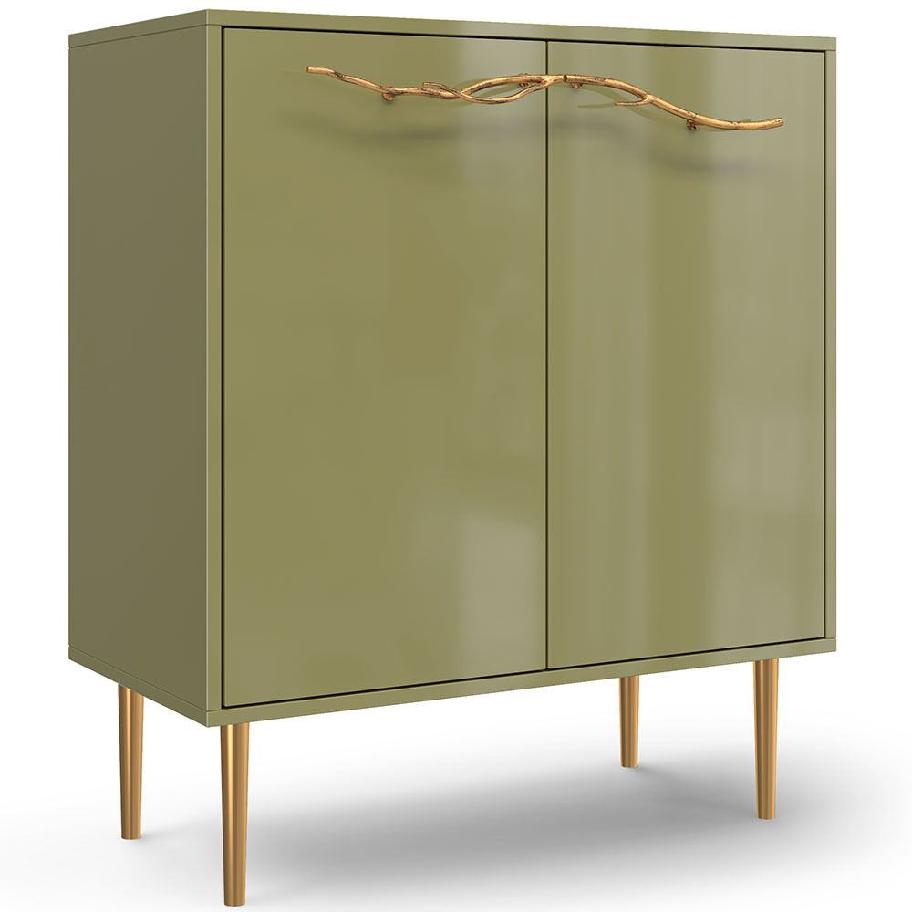 Комод Арт Колор Стайл Голд с 2 полками Зеленая олива