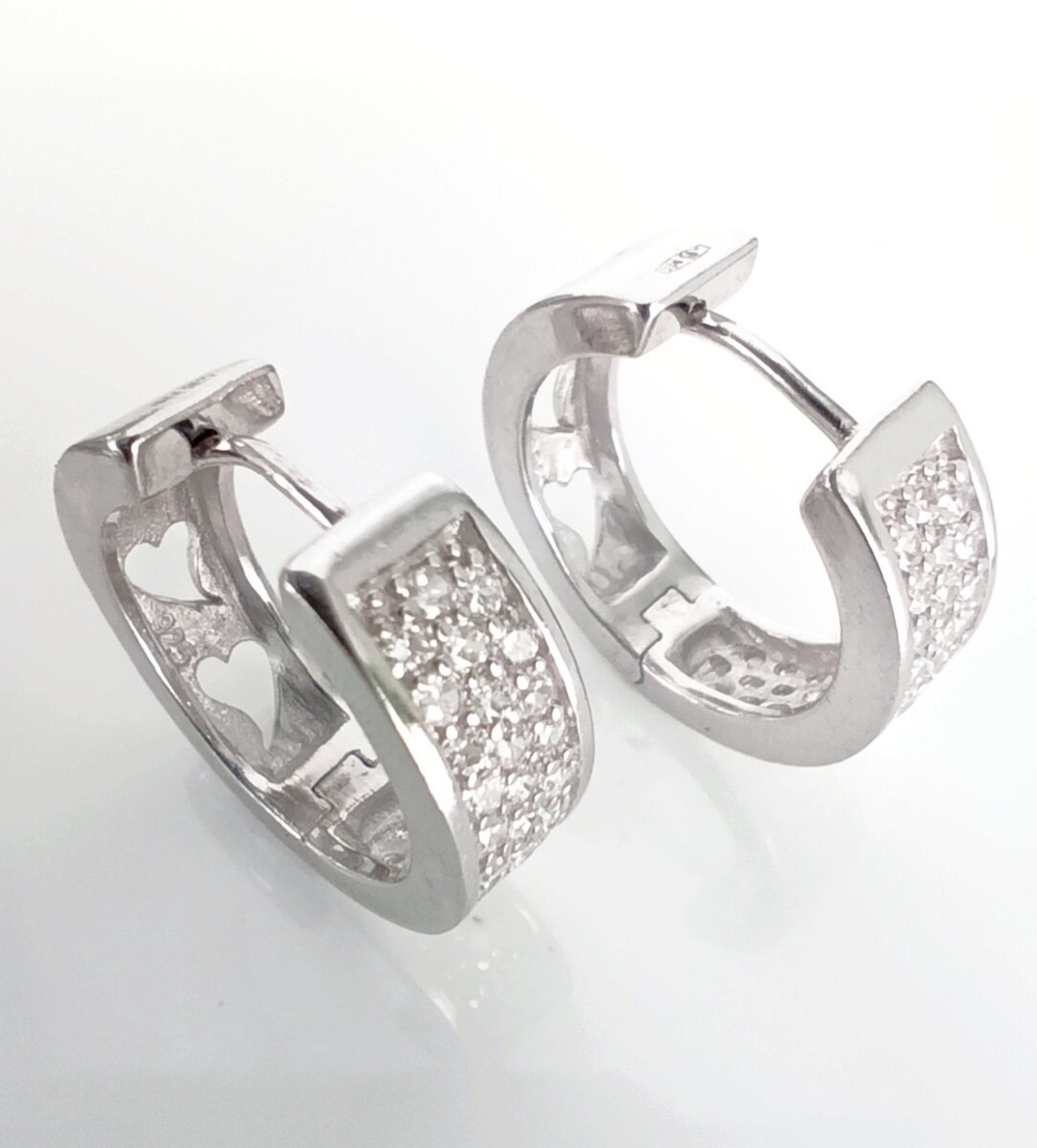 Серьги "Эстерелла", серебро 925*, двусторонние, родированные, с фианитами/Ф