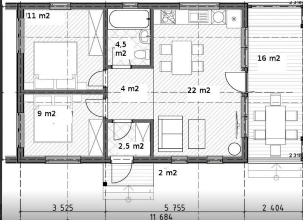 Проект Дома 71 кв. м из бруса Д-37