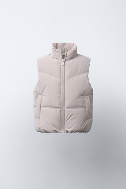 ZARA СТЕГАНЫЙ ЖИЛЕТ, ЦВЕТ ЛЬДА