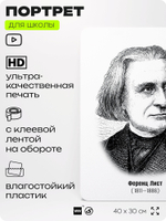 Портрет для школы в кабинет музыки "Ференц Лист", стенд школьный для класса, деятели науки для оформления классного уголка, 40х30 см, Silver Plane x Айдентика Технолоджи