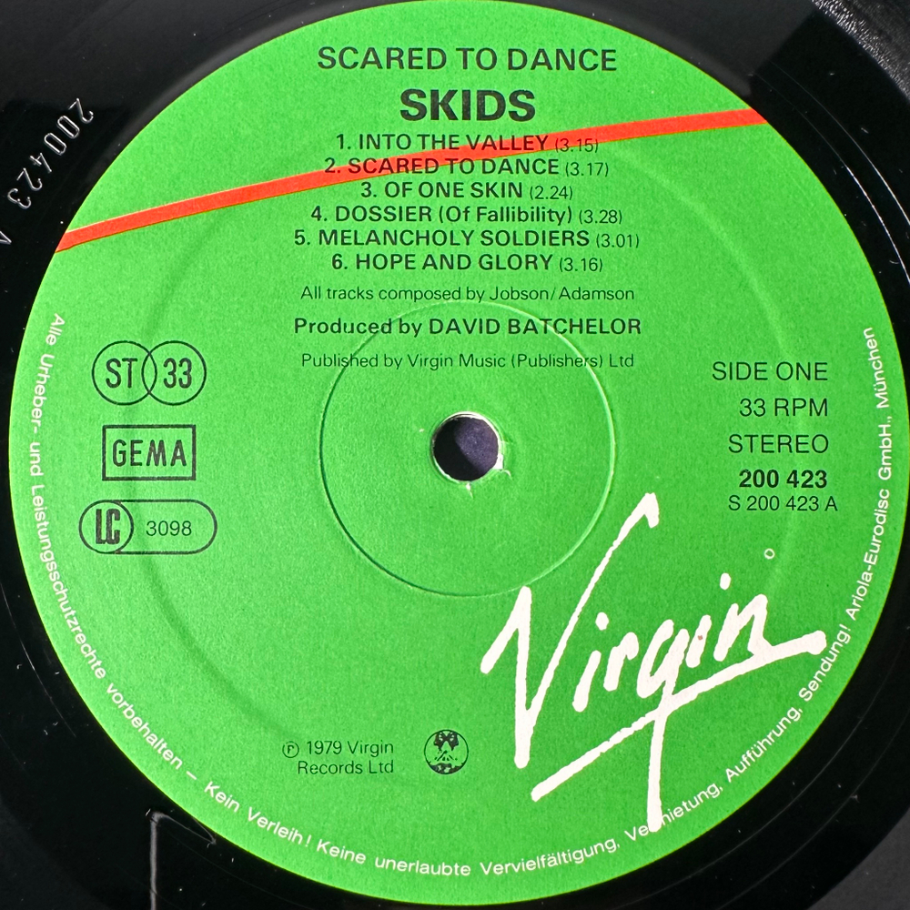 Skids ‎– Scared To Dance (Германия 1979г.)