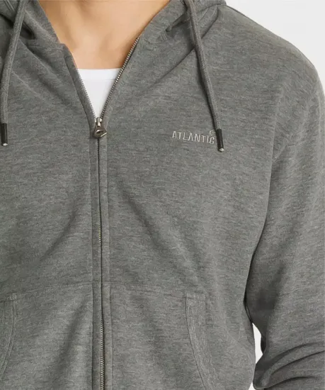 Мужская толстовка с капюшоном Atlantic HMT-001, серый меланж