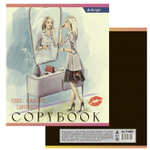 Тетрадь 36 л., А5, клетка, Alingar "Girls", скрепка, офсет, мелованный картон (стандарт), 5 дизайнов в пленке т/у