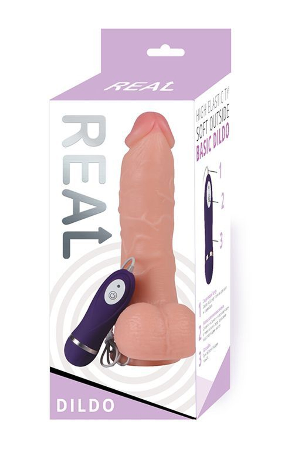 Реалистичный вибратор REAL с пультом управления - 21 см.