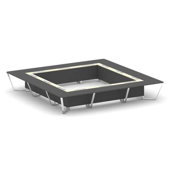 Steel Meet Стол переговорный квадратный MM-PR.B.SP-24K Антрацит/Ваниль Глянец/Нержавеющая Сталь/Хром