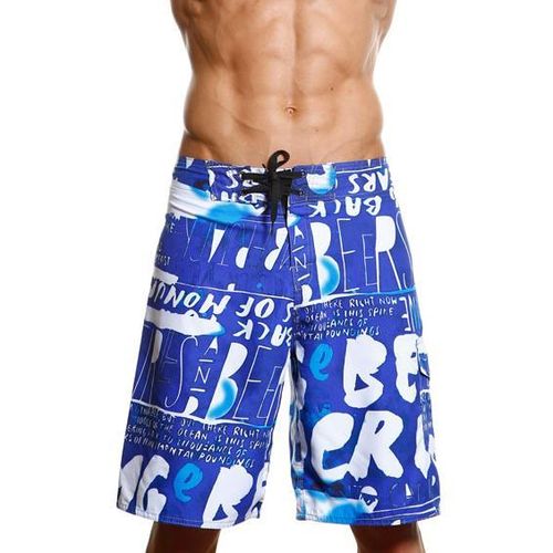 Мужские пляжные шорты Abercrombie&amp;Fitch синие с принтом надпись
