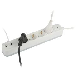 Сетевой фильтр ЭРА USF-4es-3m-3xUSBA-W с базовой защитой с заземлением с выключателем 4 розетки+3xUSBA 3,1A 3м 10А белый | Сетевые фильтры