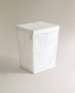 ZARA HOME КОРЗИНА ДЛЯ БЕЛЬЯ С КРЫШКОЙ, ЦВЕТ СЛОНОВОЙ КОСТИ