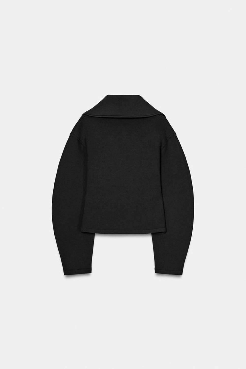 ZARA ПРИТАЛЕННАЯ КУРТКА ИЗ НЕОПРЕНА, ЧЕРНЫЙ