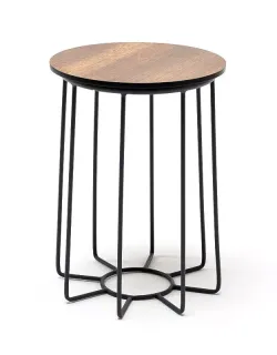 "Эквадор" журнальный стол из HPL круглый Ø40 H55, каркас из алюминия темно-серый (RAL 7024) муар, цвет столешницы "дуб"