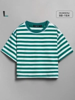 Футболка для девочки в зеленую полоску