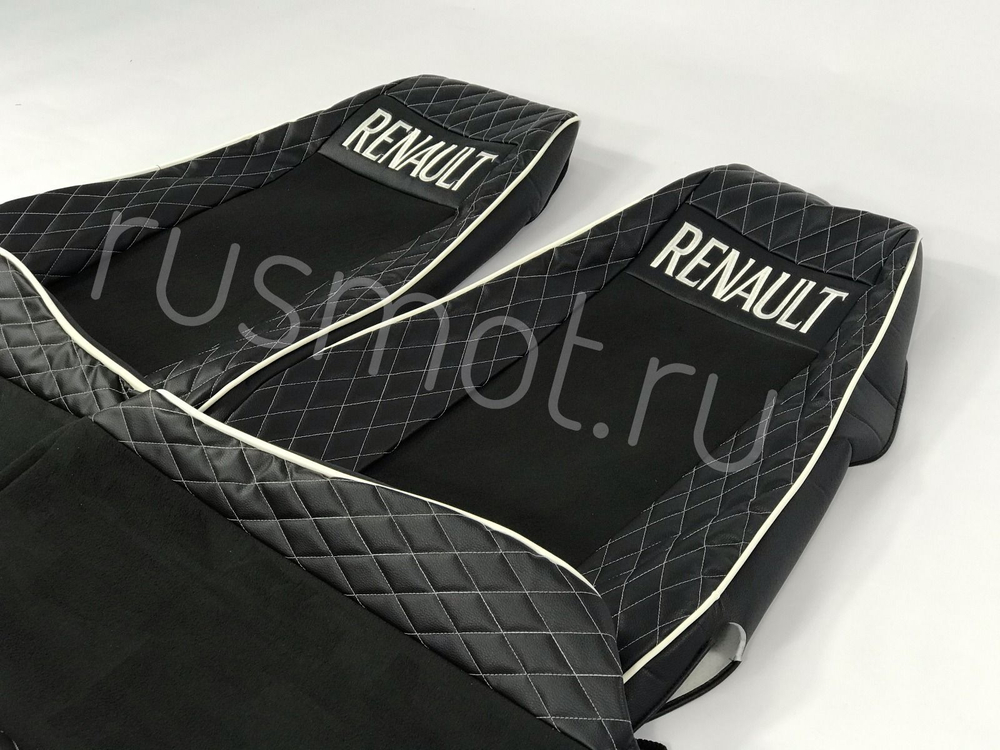 Чехлы Премиум стеганные кожа + аликанте вышивка RENAULT PREMIUM / MAGNUM 2002-2013 R51 Польша