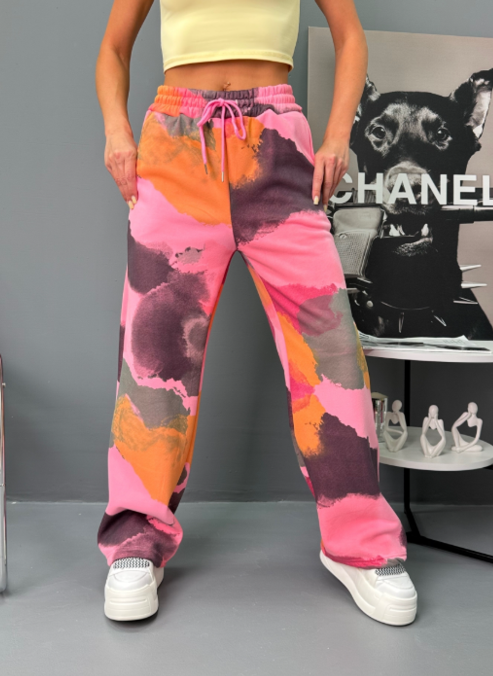 Оптом штаны с начесом женские 42-50 оранжевые